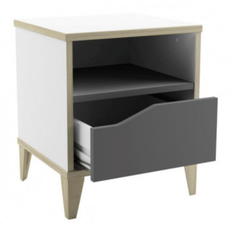 Scandinavian style nightstand with white body (#2289)