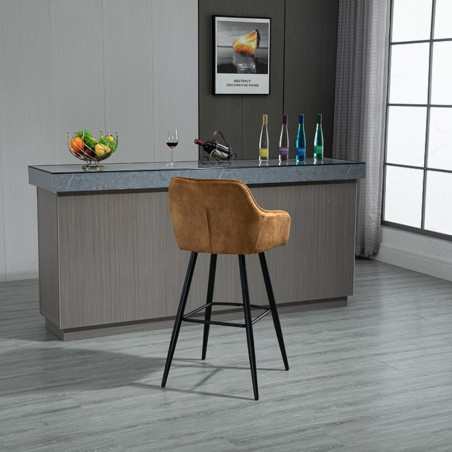 Upholstered bar chair with low armrests and footrest (#2395)