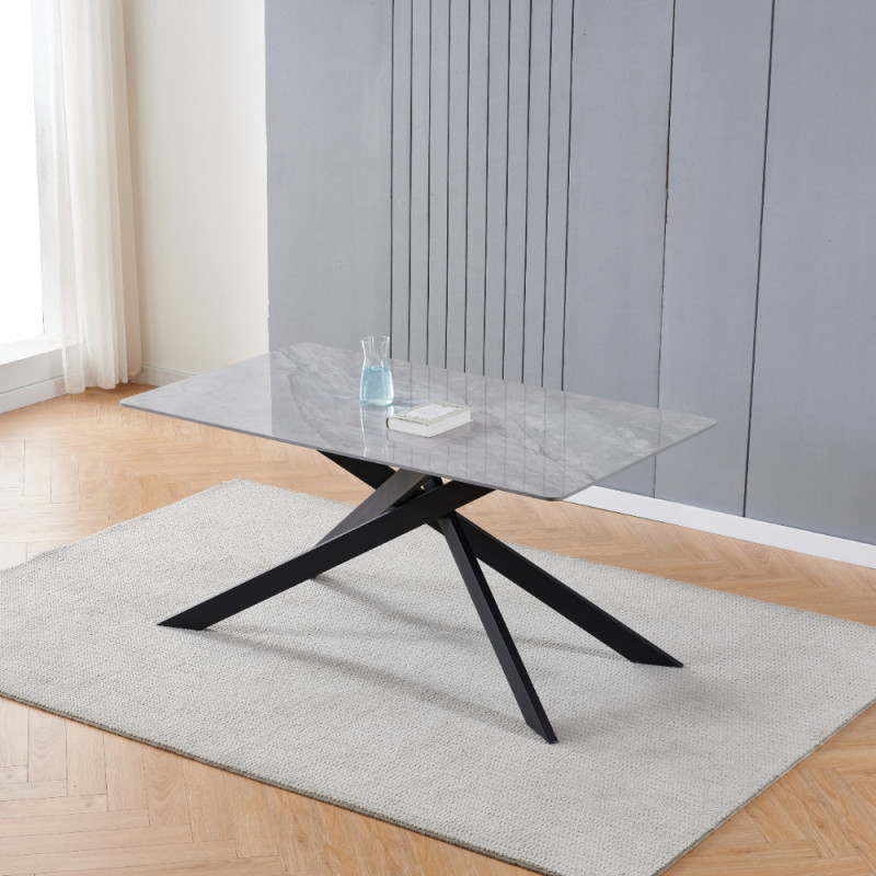 Stylish dining table with a grey high-gloss table top (#3030)
