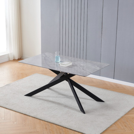 Stylish dining table with a grey high-gloss table top (#3030)