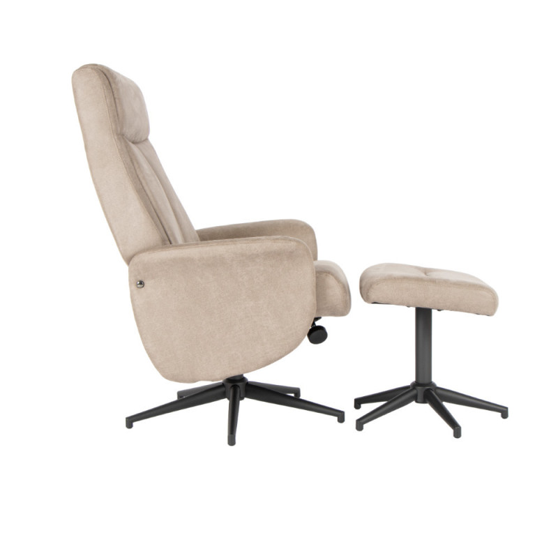 Upholstered and rotating recliner with footrest (#3375)