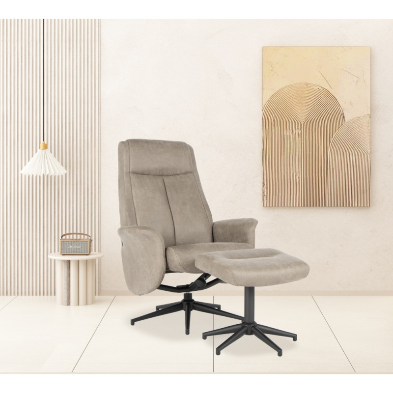 Upholstered and rotating recliner with footrest (#3375)