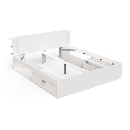 Large modern bed with two drawers and two shelves (#3413)