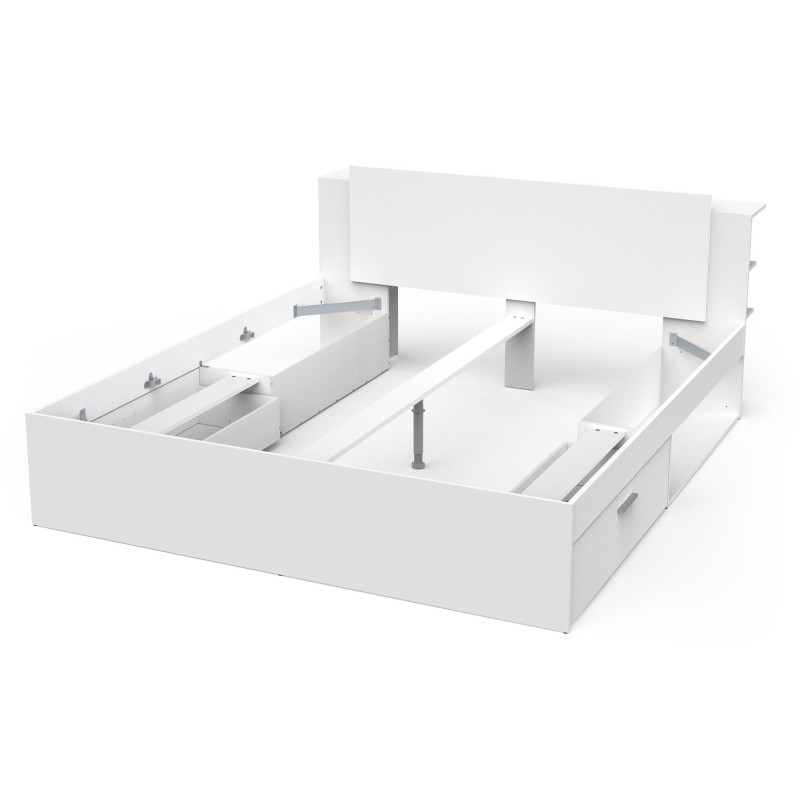 Large modern bed with two drawers and two shelves (#3413)