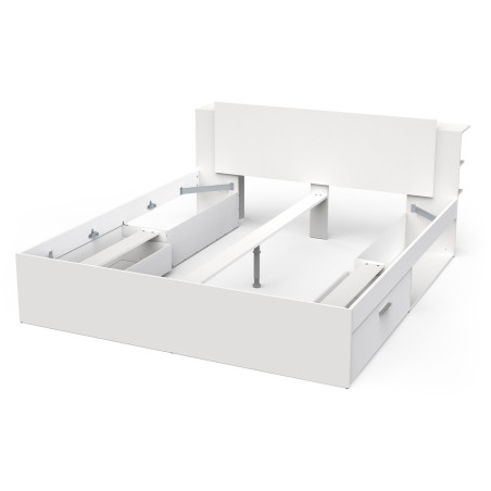 Large modern bed with two drawers and two shelves (#3413)