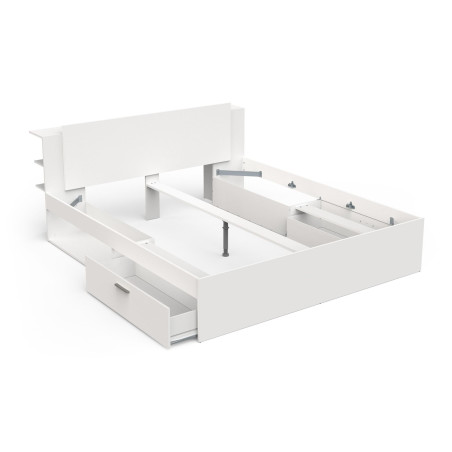 Large modern bed with two drawers and two shelves (#3413)