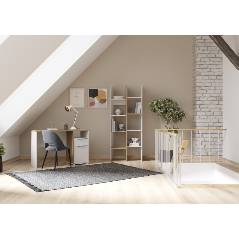 High cube cabinet with 8 shelves in brown and white color (#3481)