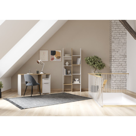High cube cabinet with 8 shelves in brown and white color (#3481)
