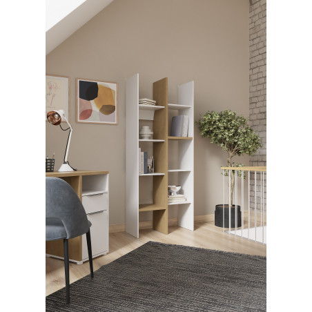 High cube cabinet with 8 shelves in brown and white color (#3481)