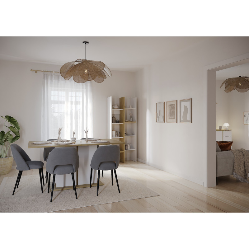 High cube cabinet with 8 shelves in brown and white color (#3481)