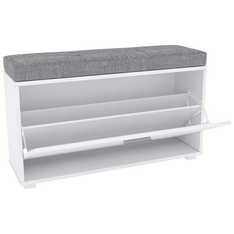 Shoe cabinet with one tilting drawer and upholstered top (#3521)
