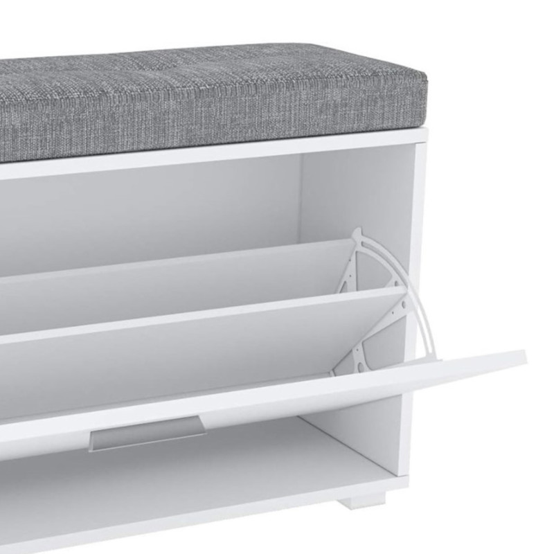 Shoe cabinet with one tilting drawer and upholstered top (#3521)