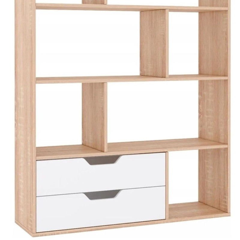 Cube cabinet with two drawers and asymmetrical shelves (#3524)