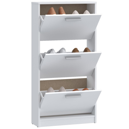 Shoe rack with three tilting drawers and an open back (#3630)