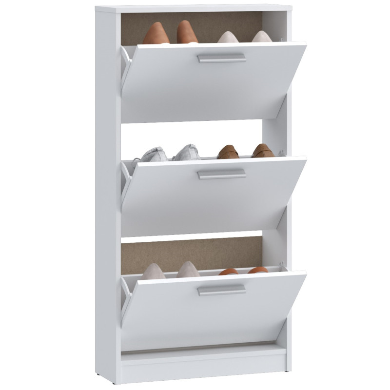 Shoe rack with three tilting drawers and an open back (#3630)