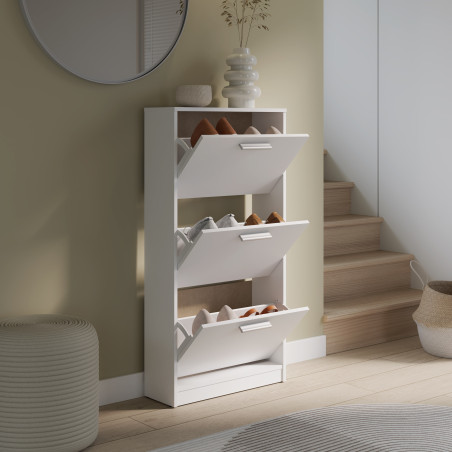Shoe rack with three tilting drawers and an open back (#3630)
