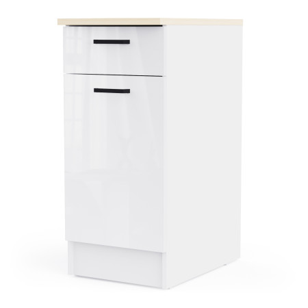Kitchen unit in white color with glossy fronts (#3672)
