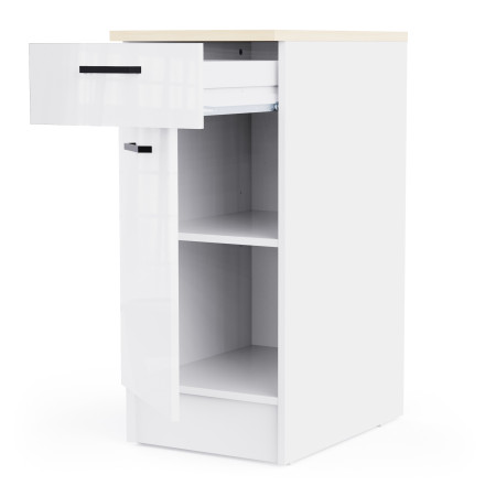 Kitchen unit in white color with glossy fronts (#3672)