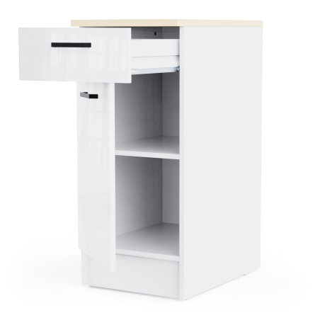 Kitchen unit in white color with glossy fronts (#3672)