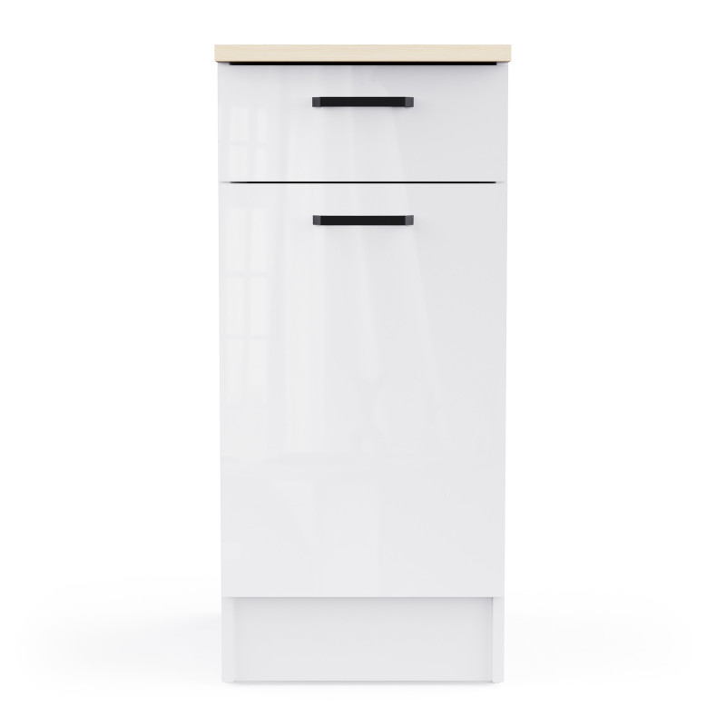 Kitchen unit in white color with glossy fronts (#3672)