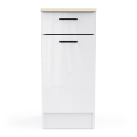Kitchen unit in white color with glossy fronts (#3672)