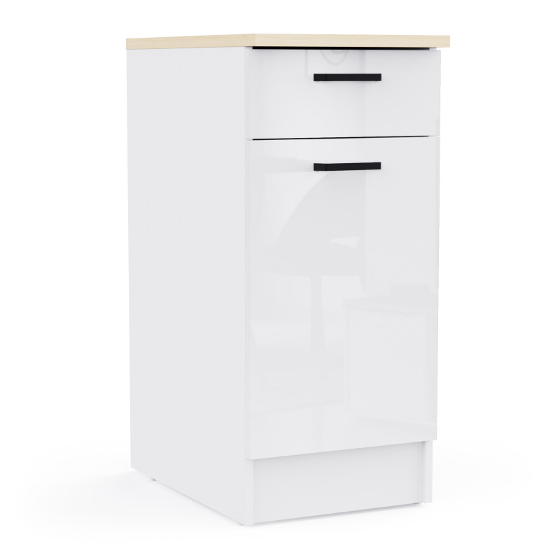 Kitchen unit in white color with glossy fronts (#3672)
