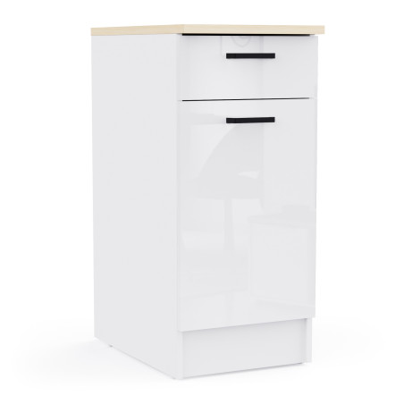 Kitchen unit in white color with glossy fronts (#3672)