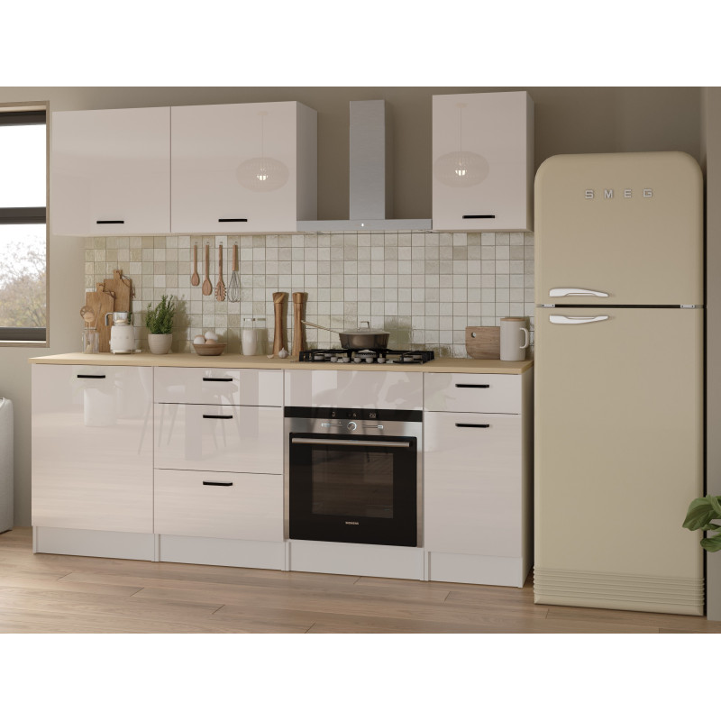 Kitchen unit in white color with glossy fronts (#3672)