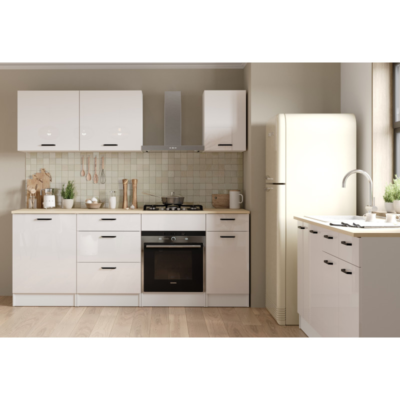Kitchen unit in white color with glossy fronts (#3672)
