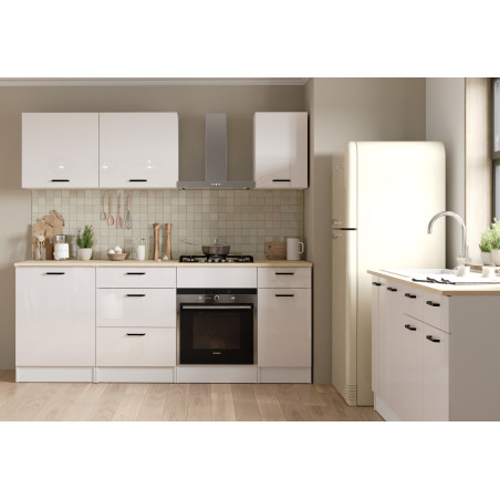 Kitchen unit in white color with glossy fronts (#3672)