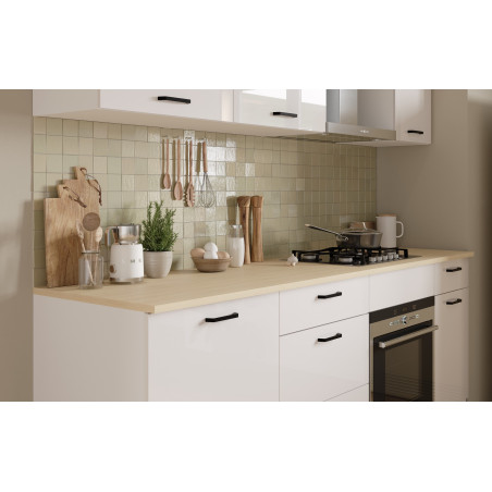 Kitchen unit in white color with glossy fronts (#3672)
