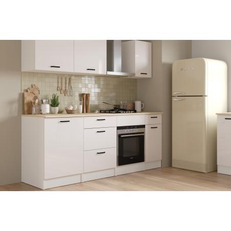 Kitchen unit in white color with glossy fronts (#3672)