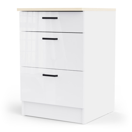 Large kitchen element with worktop surface and three drawers (#3674)