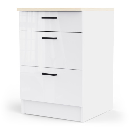 Large kitchen element with worktop surface and three drawers (#3674)