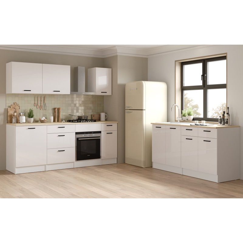 Large kitchen element with worktop surface and three drawers (#3674)