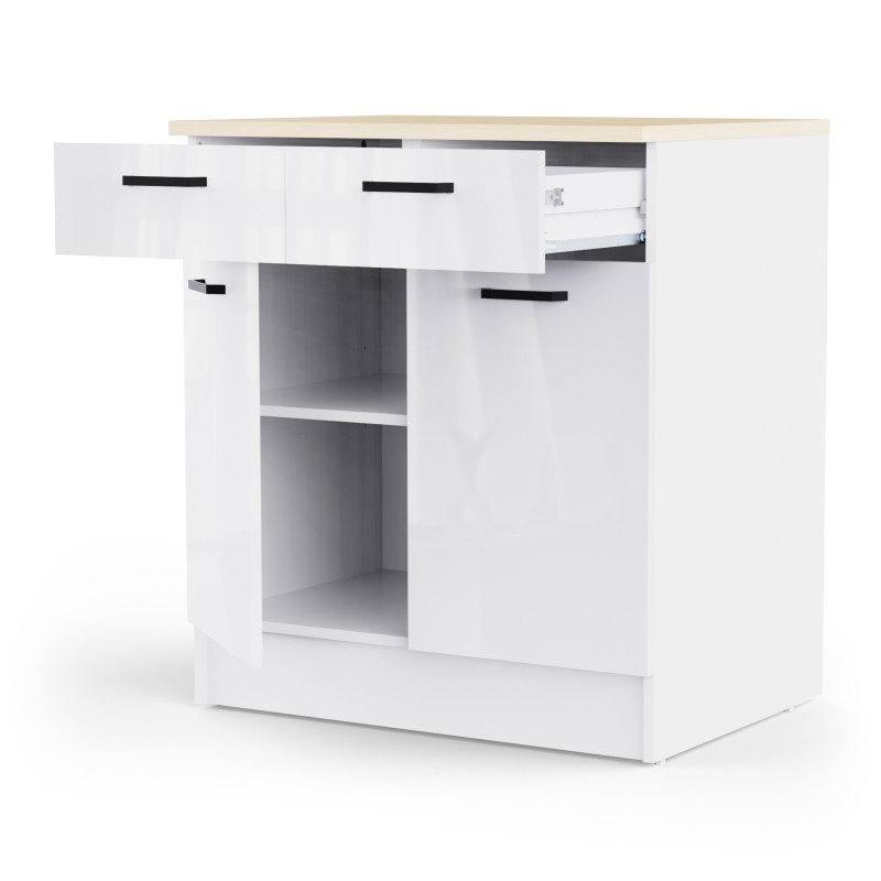 Kitchen cabinet with dual doors and two drawers (#3677)