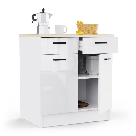 Kitchen cabinet with dual doors and two drawers (#3677)