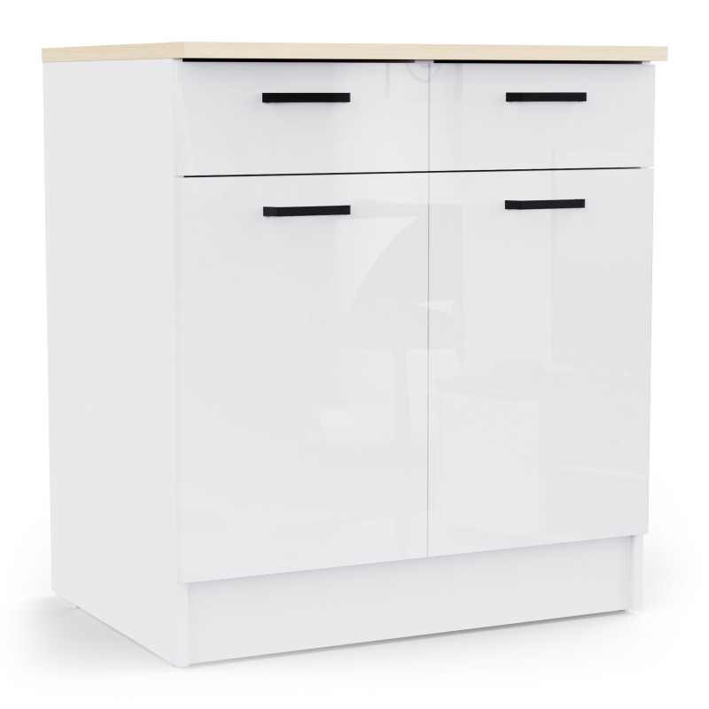 Kitchen cabinet with dual doors and two drawers (#3677)