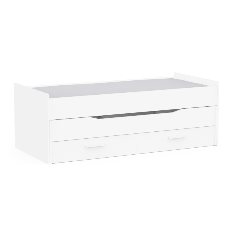 Modern trundle bed in white color (#3702)