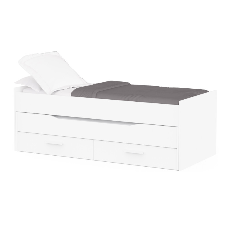 Modern trundle bed in white color (#3702)