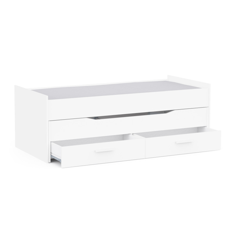 Modern trundle bed in white color (#3702)