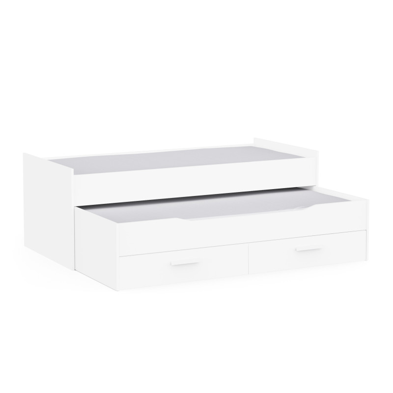Modern trundle bed in white color (#3702)