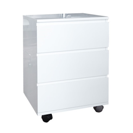 Mobile sideboard in glossy white color with three drawers (#1920)