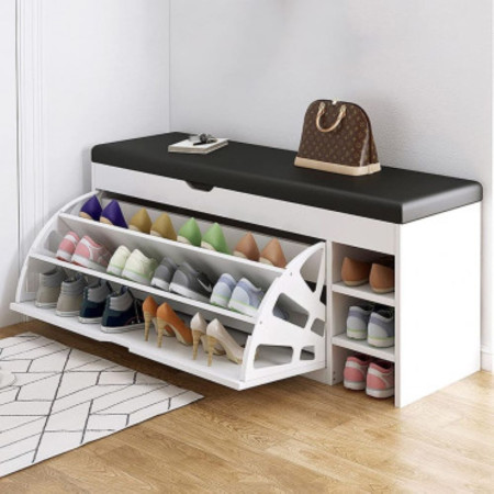 Stylish shoe rack with lift-up black top plate (#3013)